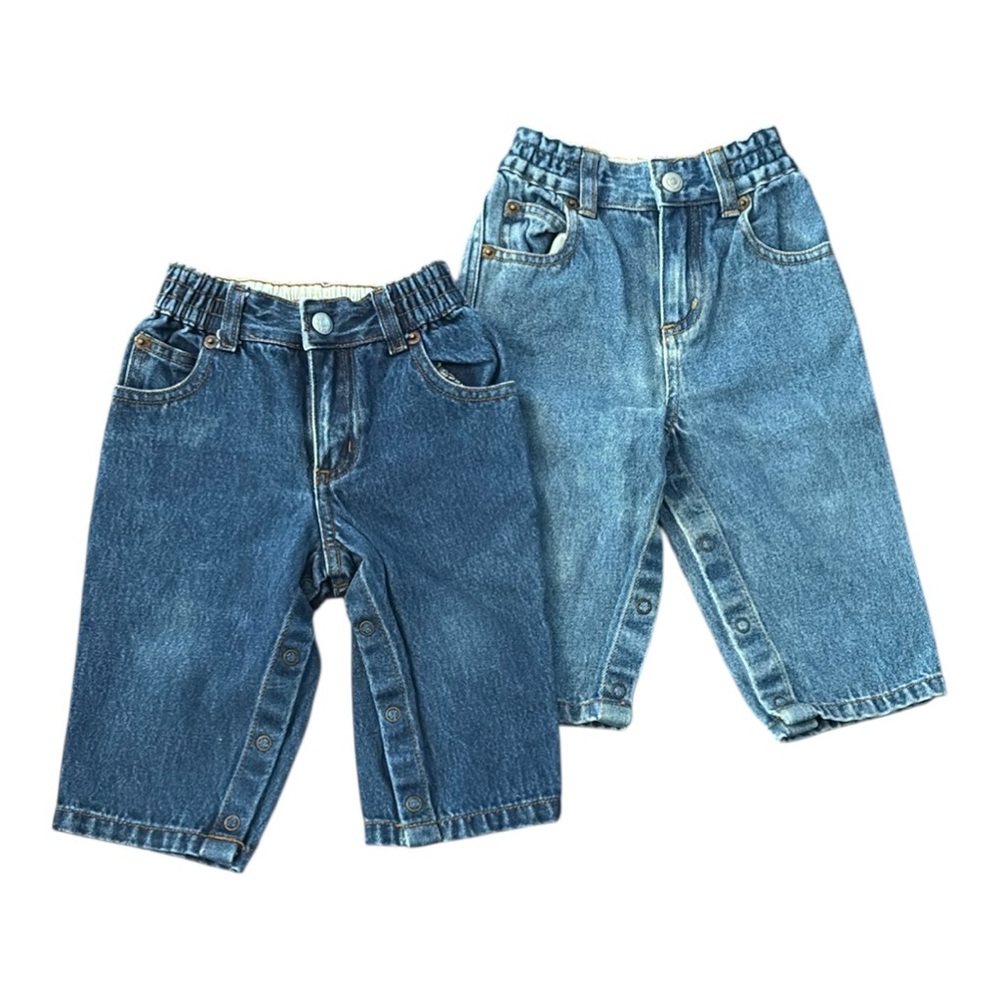 Vintage Old Navy Baby Snap-Leg Denim Jeans Size 6-12 Months - Set of 2 Jeans